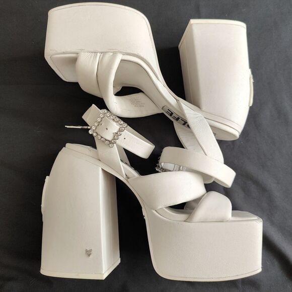 ♡ Naked Wolfe ♡ Jingle Platform Strappy Heels in White - Picture 3 of 11